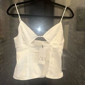 Stretchy fitted white going out top with TAGS ON from Zara